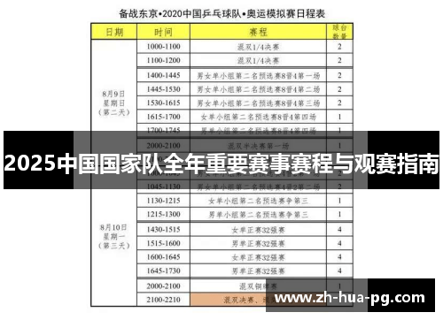 2025中国国家队全年重要赛事赛程与观赛指南